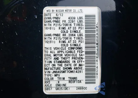 2012 Nissan Rogue S z USA, uszkodzony, nr VIN JN8AS5MT7CW614291